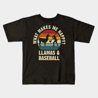 Baseball and Llama make me happy Kids T-Shirt